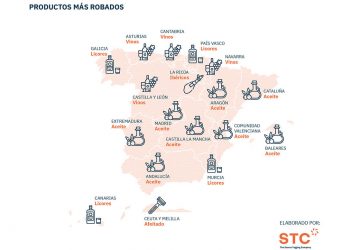 mapa productos más robados por CCAA