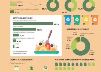 Frutas, platos cocinados y verduras frescas suponen más del 75% de los alimentos que desperdician los hogares. Fuente: Consumer.