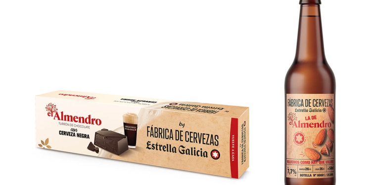 El Almendro y Estrella Galicia vuelven a unirse esta Navidad. Fuente: Delaviuda Confectionery Group.
