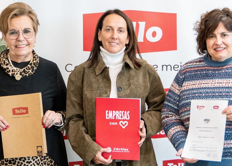 Firma renovación de acuerdo entre Cáritas y Grupo Tello Alimentación. Fuente: Grupo Tello Alimentación.