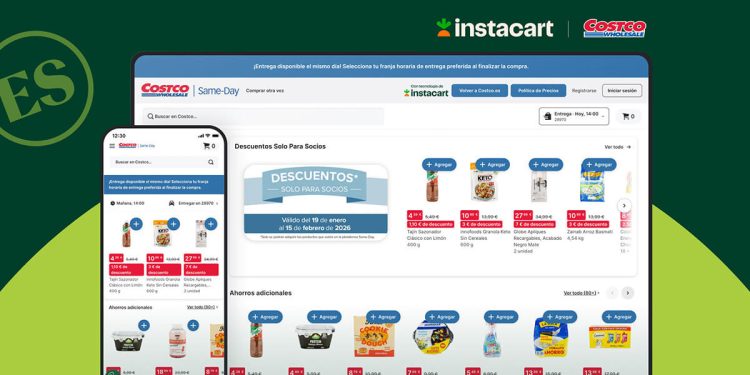 Costco lanza en España su servicio de venta online de la mano de Instacart. Fuente: Instacart.