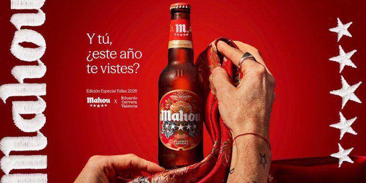 Mahou homenajea a las Fallas de Valencia con una edición especial. Fuente: Mahou.