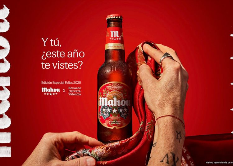 Mahou homenajea a las Fallas de Valencia con una edición especial. Fuente: Mahou.