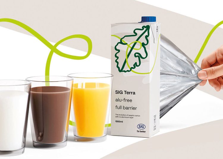 SIG elevó las ventas de sus envases asépticos sin capa de aluminio un 24% en 2025. Fuente: SIG.
