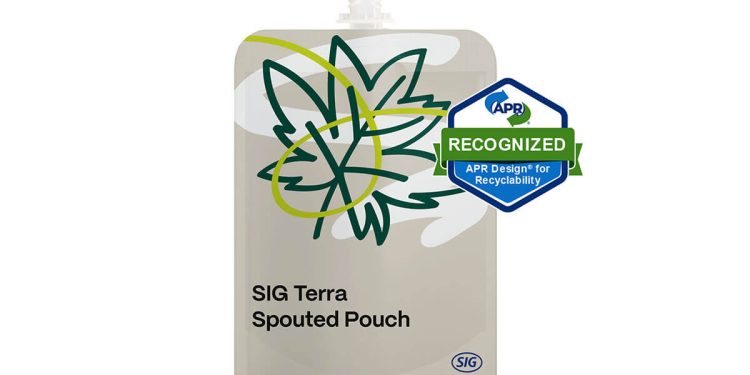 Reconocimiento APR Design for Recycling - Bolsa con boquilla SIG Terra RecShield BD. Fuente: SIG.