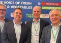 De izquierda a derecha: Anders Lind (Coop Trading), José Antonio García (Ailimpo), Frederic Rossenau (Greenyard) y Richard Schouten (Dutch Produce Centre). Fuente: Ailimpo.