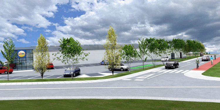 Recreación del nuevo Lidl de Gijón. Fuente: Lidl.