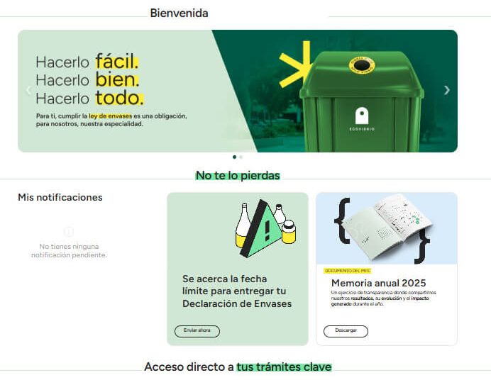 Ecovidrio crea una nueva web de empresas. Fuente: Ecovidrio.