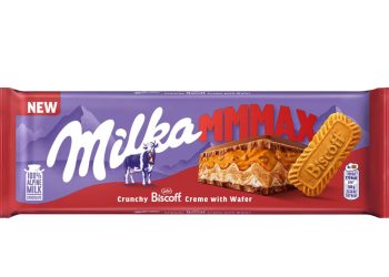 Milka y Biscoff amplían su colaboración con la nueva tableta MMMAX Biscoff & Wafer. Fuente: Milka.