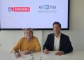 Firma del acuerdo entre Eroski y EINA. Fuente: Eroski.